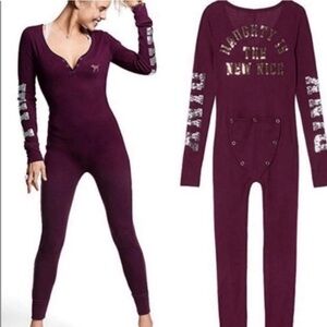 Victoria's Secret Pink Bling Maroon Onesie